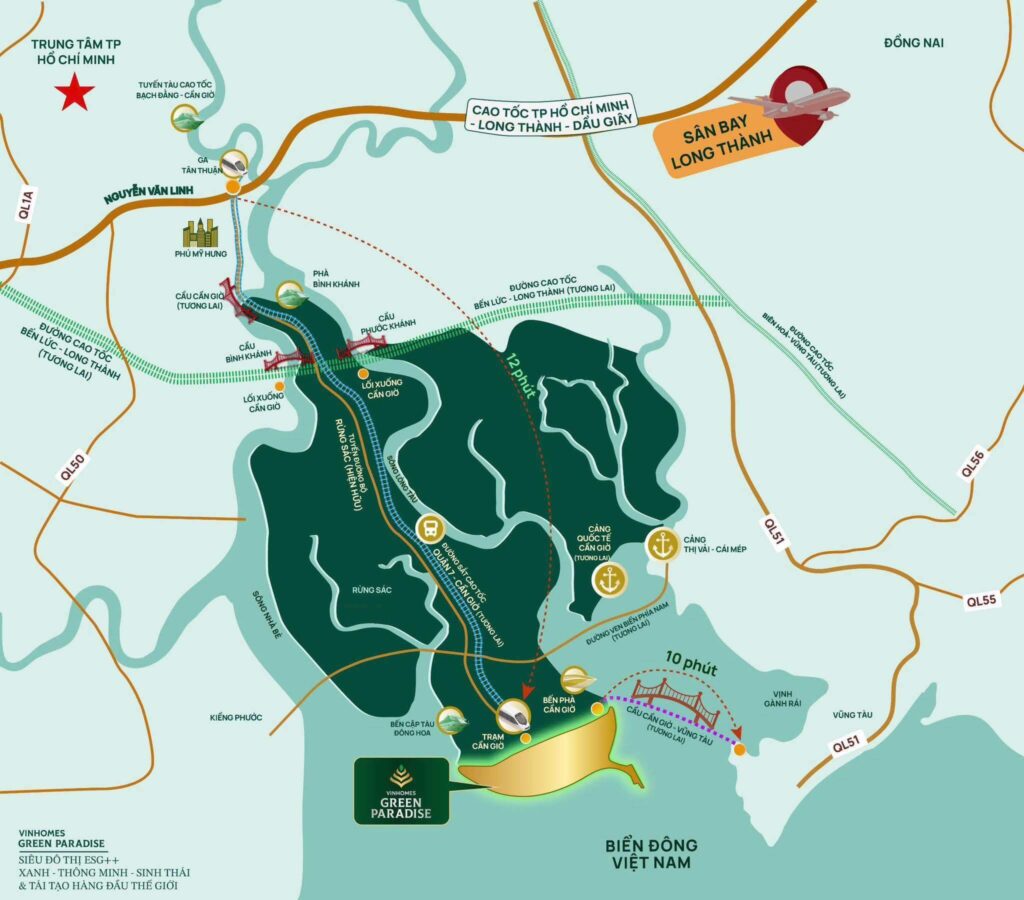 Vị trí dự án Vinhomes Green Paradise Cần Giờ
